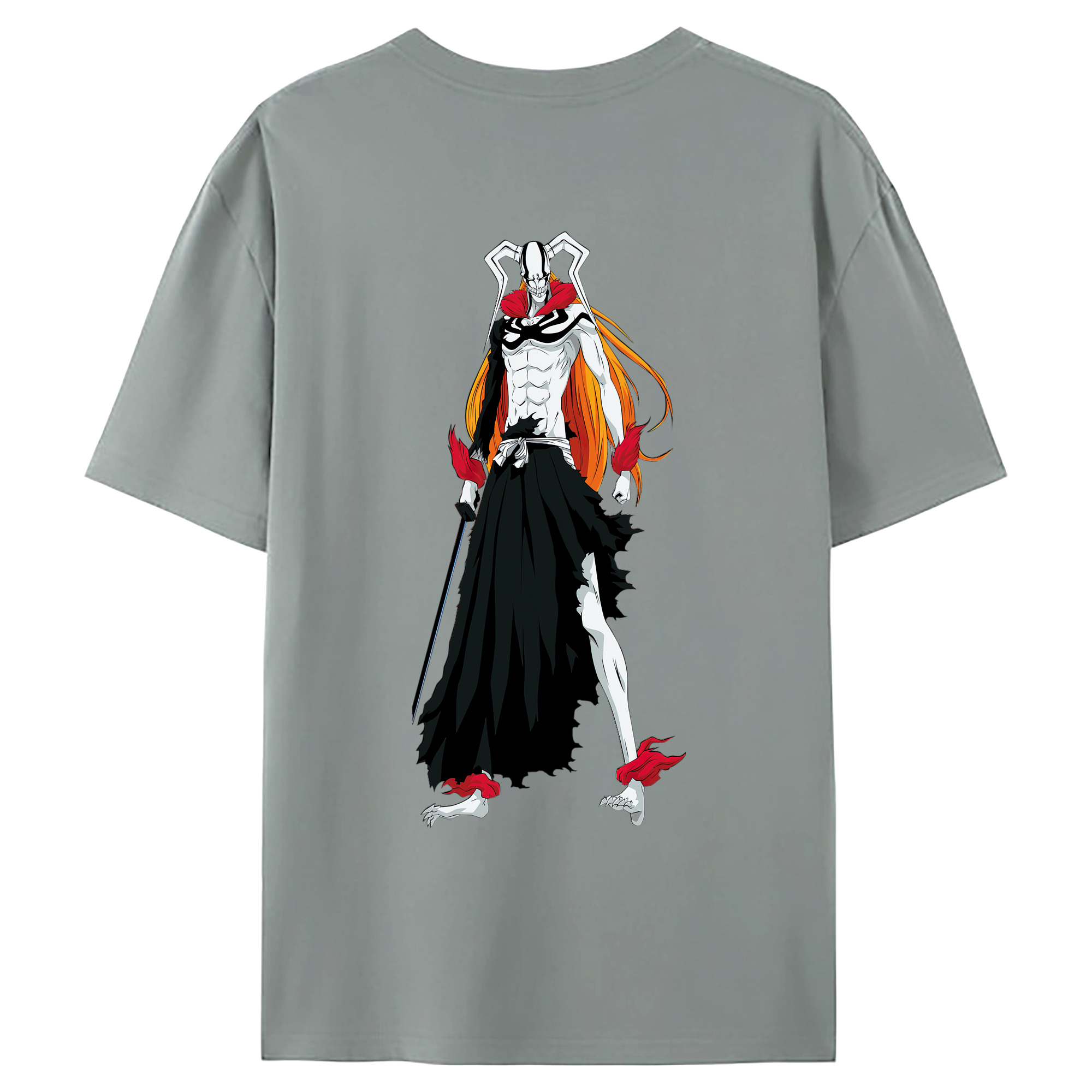 （画像用） ブリーチ 黒崎一護（くろさき いちご）BLEACH Kurosaki Ichigo 綿100％ メンズ半袖Tシャツ（バックプリント） 通気性